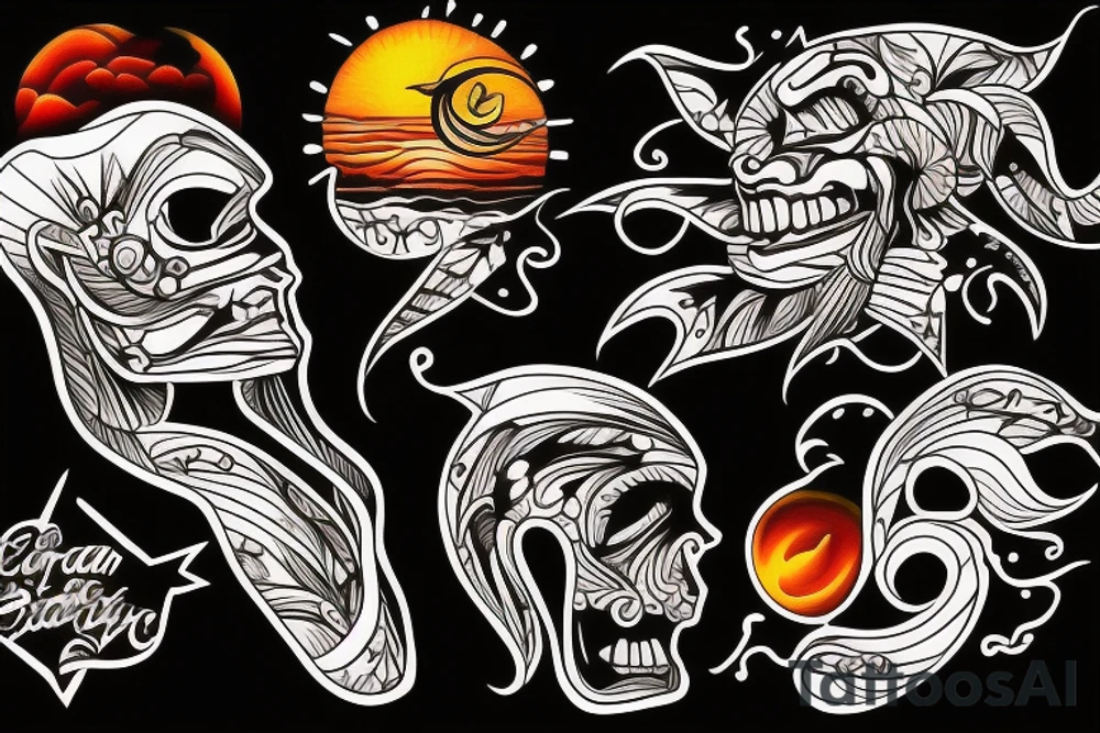 Caribbean sunset tattoo idea