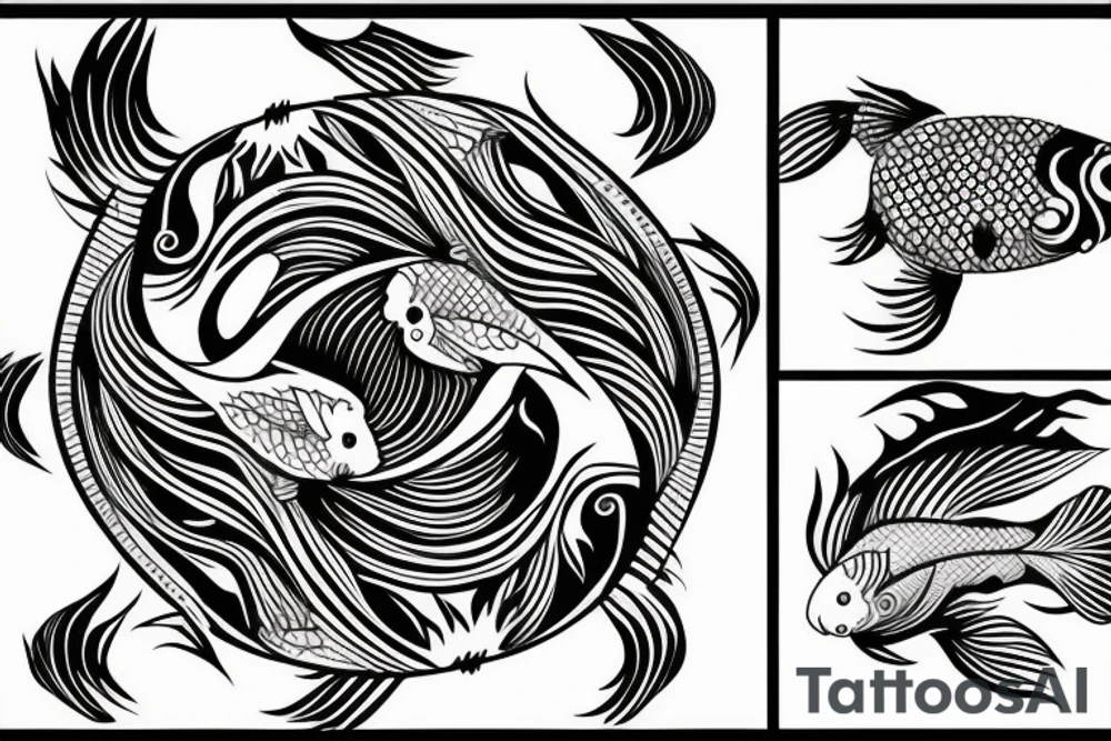 Sun and moon koi carp in the shape of a ying and yang, tattoo idea