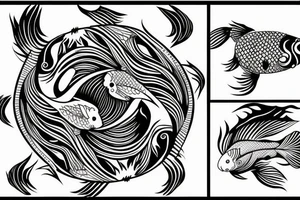 Sun and moon koi carp in the shape of a ying and yang, tattoo idea