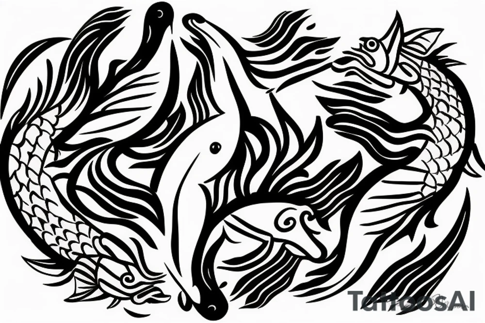 Sun and moon koi carp in the shape of a ying and yang, tattoo idea