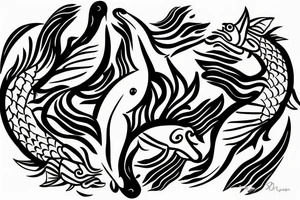 Sun and moon koi carp in the shape of a ying and yang, tattoo idea