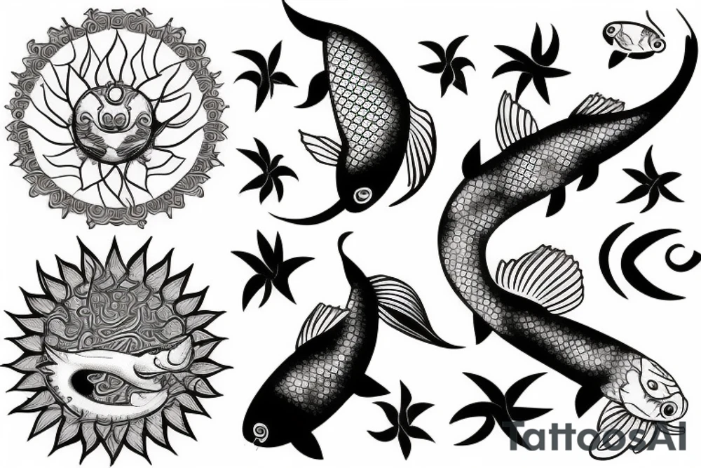 Sun and moon koi carp tattoo idea