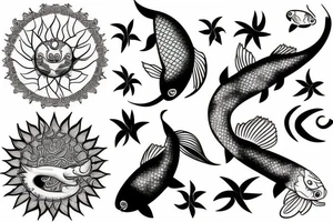Sun and moon koi carp tattoo idea