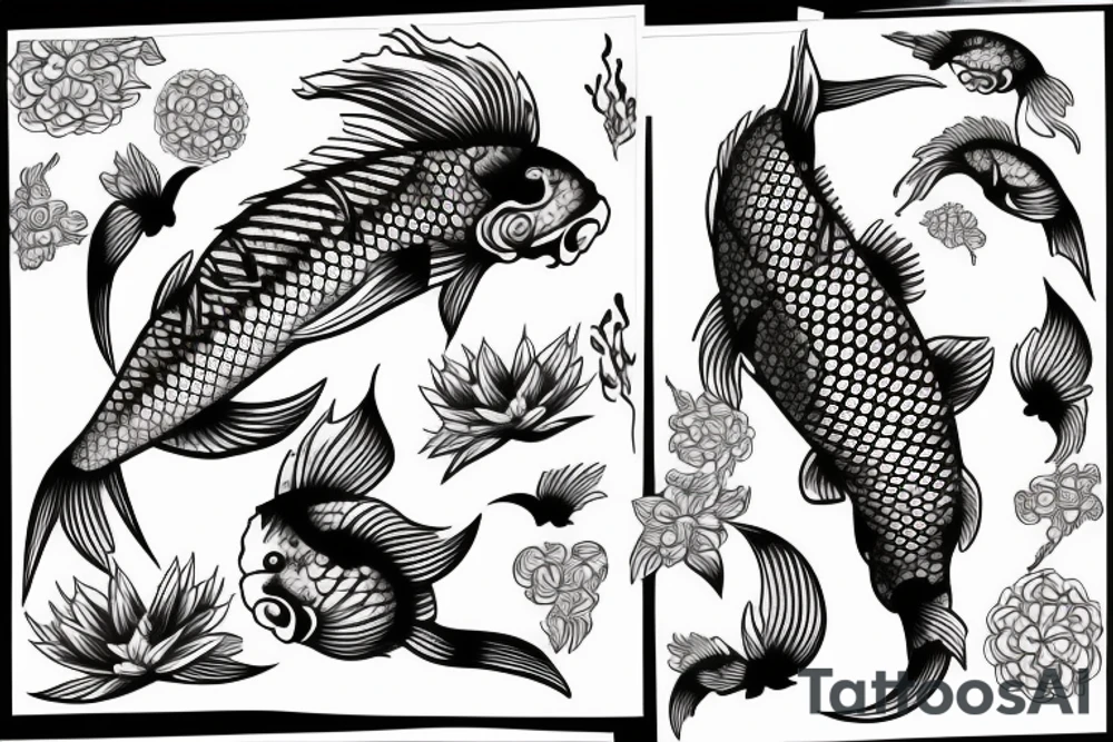 Sun and moon koi carp tattoo idea