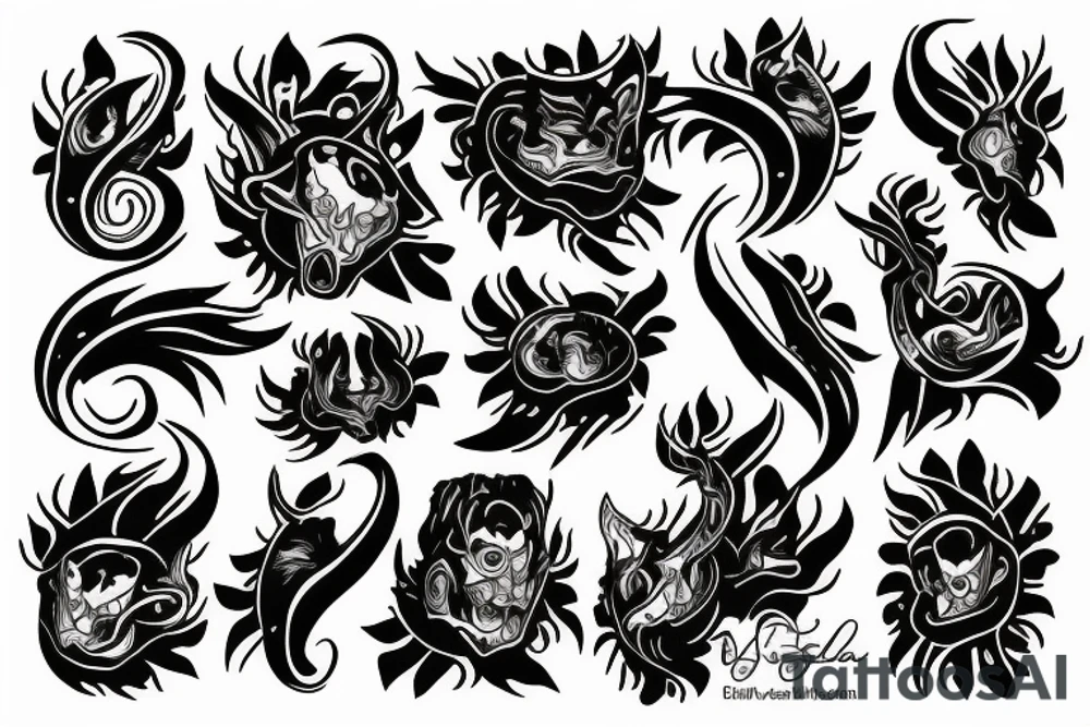 Black uroborus tattoo idea
