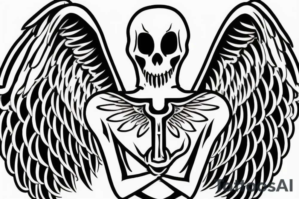 grim reaper with angel wings cradling hourglass tattoo idea