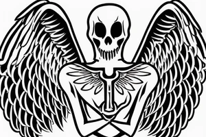 grim reaper with angel wings cradling hourglass tattoo idea