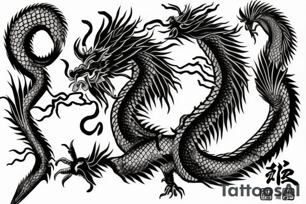 chinese dragon in anime style tattoo idea