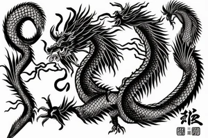 chinese dragon in anime style tattoo idea