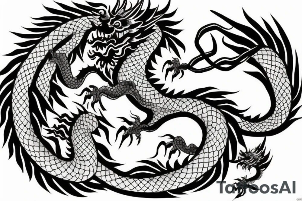 chinese dragon in anime style tattoo idea