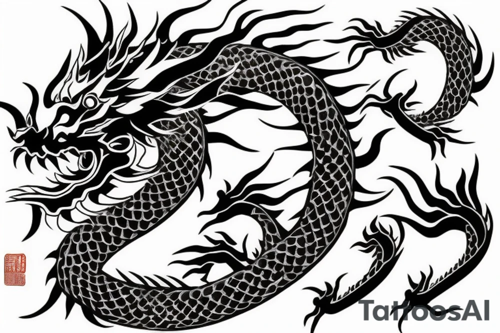 chinese dragon in anime style tattoo idea