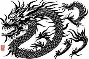 chinese dragon in anime style tattoo idea