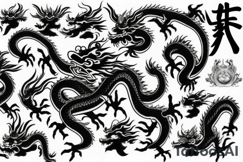 chinese dragon in anime style tattoo idea
