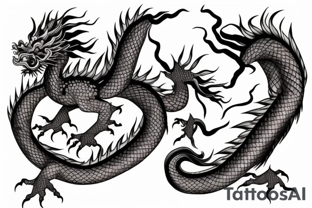 chinese dragon in anime style tattoo idea