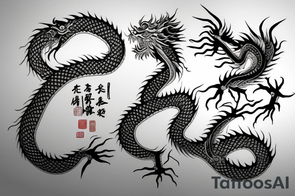 chinese dragon in anime style tattoo idea