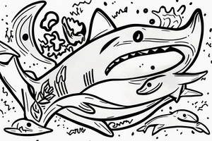 Introvert shark that's tries to be cool tattoo idea