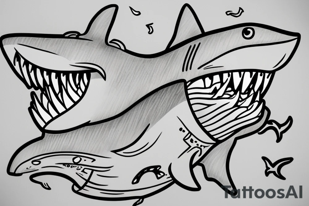 Introvert shark that's tries to be cool tattoo idea