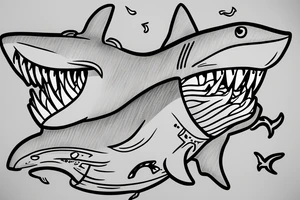 Introvert shark that's tries to be cool tattoo idea
