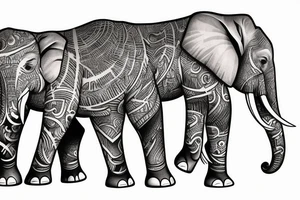 family of 4 elephants going through the jungle tattoo idea