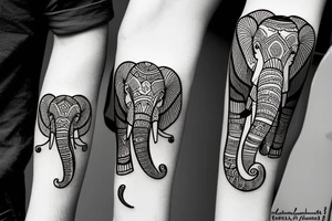 family of 4 elephants going through the jungle tattoo idea