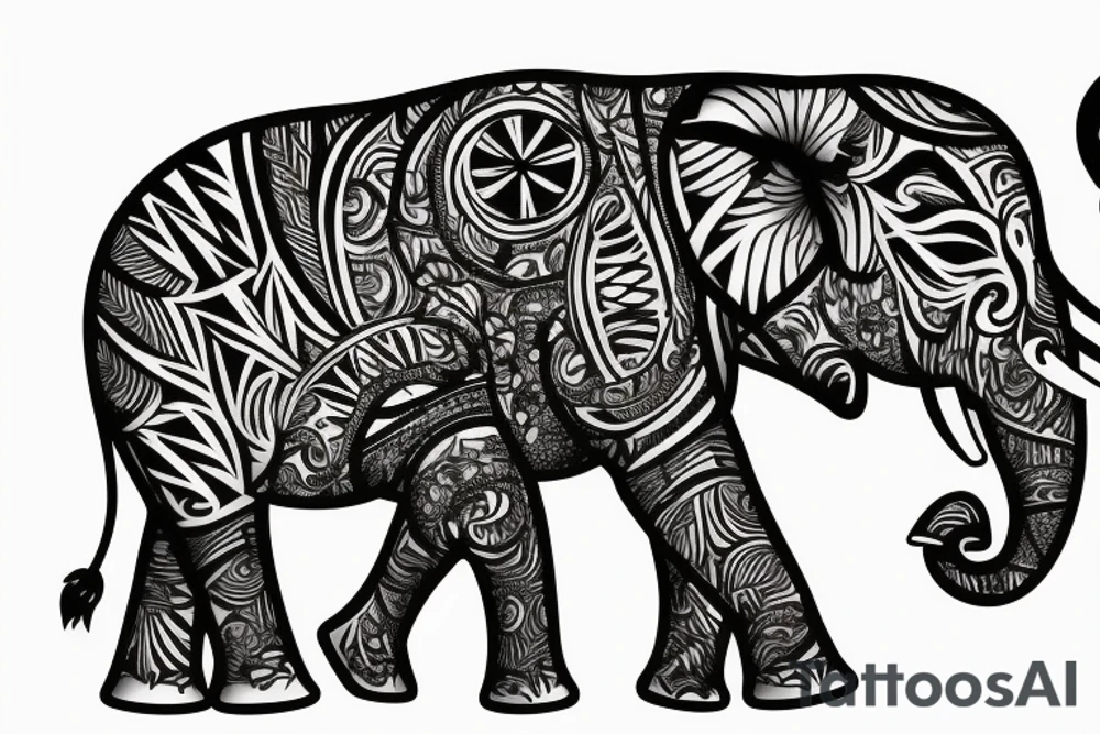 family of 4 elephants going through the jungle tattoo idea