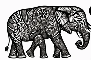 family of 4 elephants going through the jungle tattoo idea