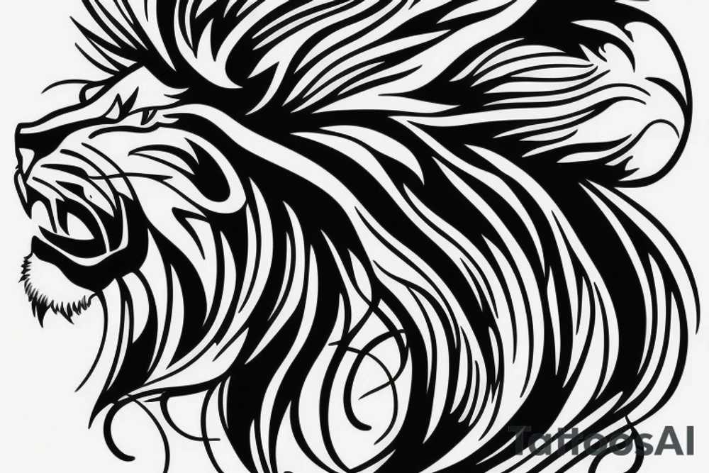 Side profile lion tattoo idea
