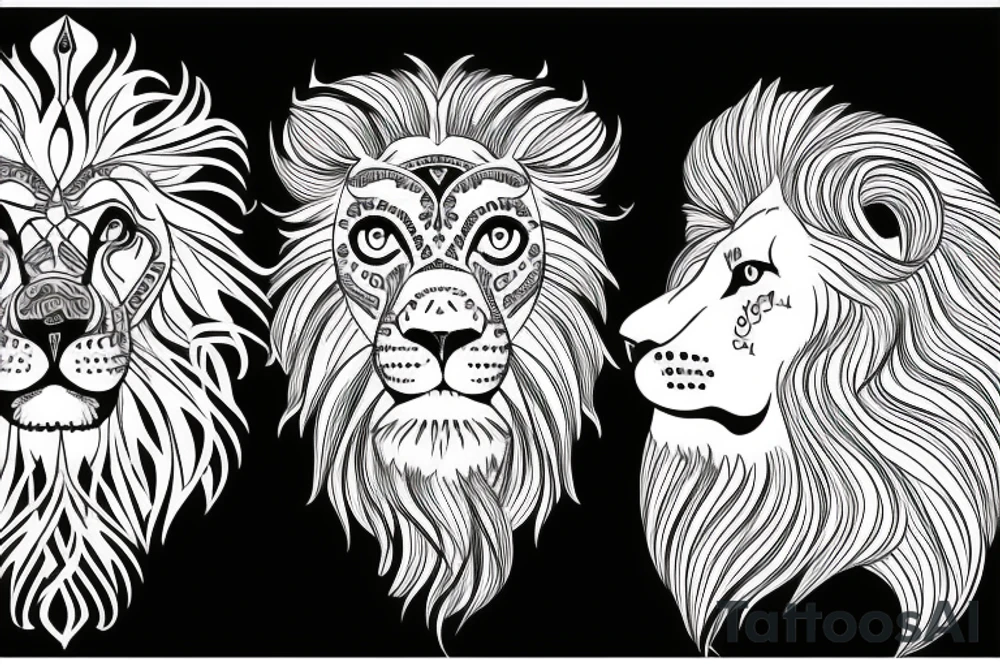Side profile lion etch style tattoo idea