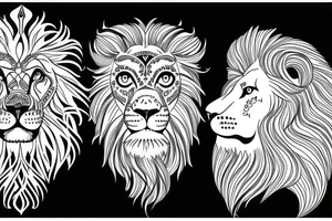 Side profile lion etch style tattoo idea