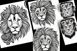 Side profile lion etch style tattoo idea