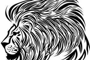 Side profile lion etch style tattoo idea