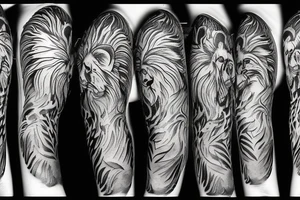 Side profile lion etch style tattoo idea