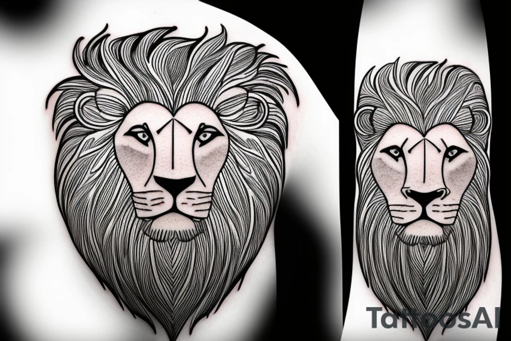 Side profile lion etch style tattoo idea
