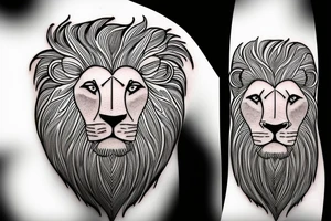 Side profile lion etch style tattoo idea