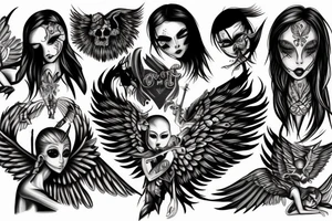 Microrealism angels vs demons tattoo idea