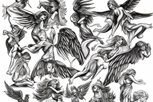 Fine line microrealism angels vs demons tattoo idea