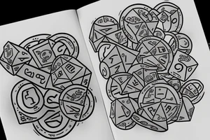 D20 dice with class symbols on dice faces tattoo idea
