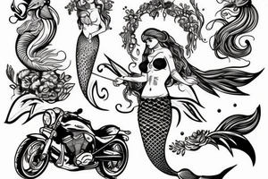 a mermaid on a motorbike tattoo idea