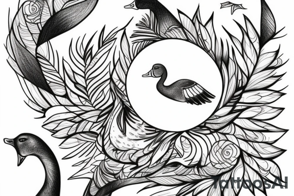 Goose sitting in a tree tattoo idea