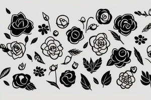 delicate with female symbol in negative space, atoms and flowers tattoo idea