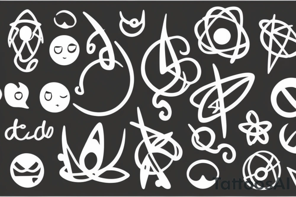 delicate with female symbol in negative space, atoms tattoo idea