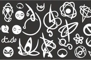 delicate with female symbol in negative space, atoms tattoo idea