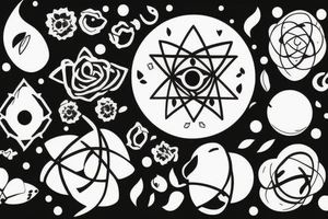 delicate with female symbol in negative space, atoms tattoo idea