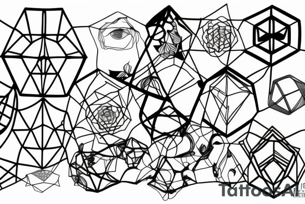 hexagonals in line tattoo idea