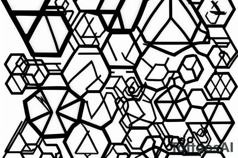 hexagonals in line tattoo idea