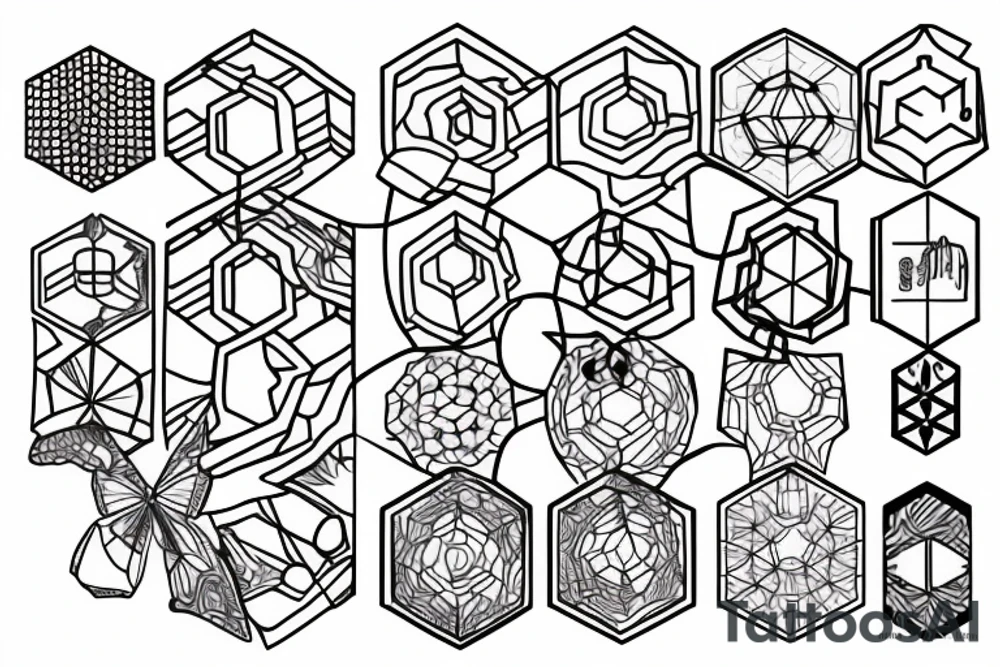 hexagonals in line tattoo idea