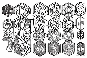 hexagonals in line tattoo idea