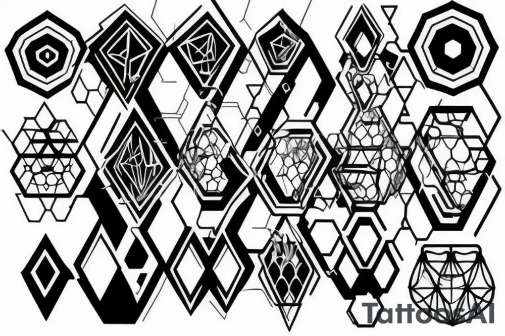 technogenical hexagonal tattoo idea