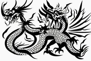 the dragon defends itself with fire from the peasants with a pitchfork tattoo idea