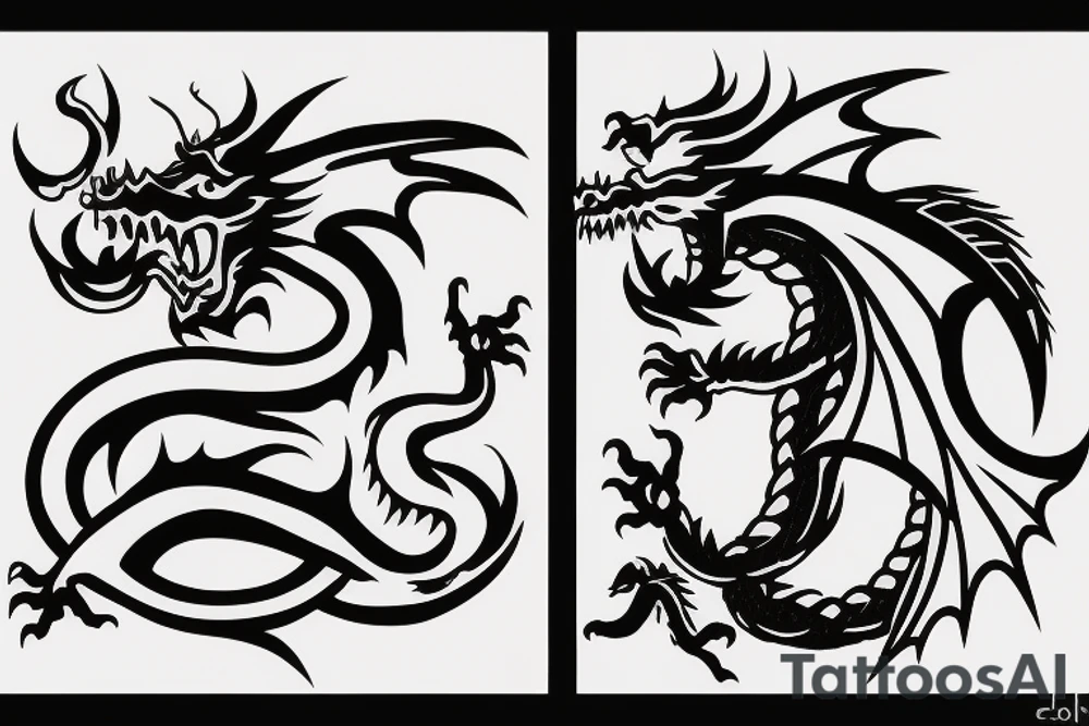 the dragon defends itself with fire from the peasants with a pitchfork tattoo idea